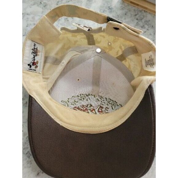Disney Animal Kingdom Tan Real‎ Leather Bill Hat Adult One Size Adjustable - Picture 10 of 10
